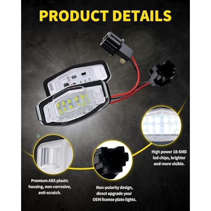 Unity 2 Pcs Led License Plate Lights Bright White Tag Lamp Assembly Replacement Compatible With Honda Accord Sedan Odyssey Civic Pilot And Acura Mdx Tsx Tl Ilx Rdx Rl - Image 4