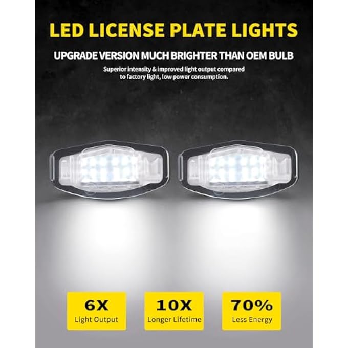 Unity 2 Pcs Led License Plate Lights Bright White Tag Lamp Assembly Replacement Compatible With Honda Accord Sedan Odyssey Civic Pilot And Acura Mdx Tsx Tl Ilx Rdx Rl - Image 3