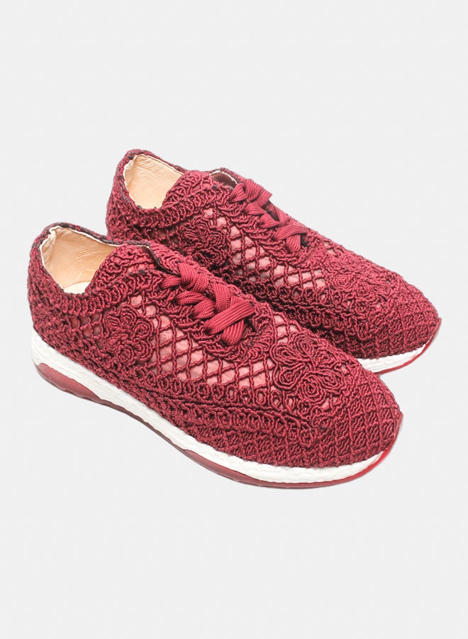 Glitter Women Sneakers - Burgundy - Image 1