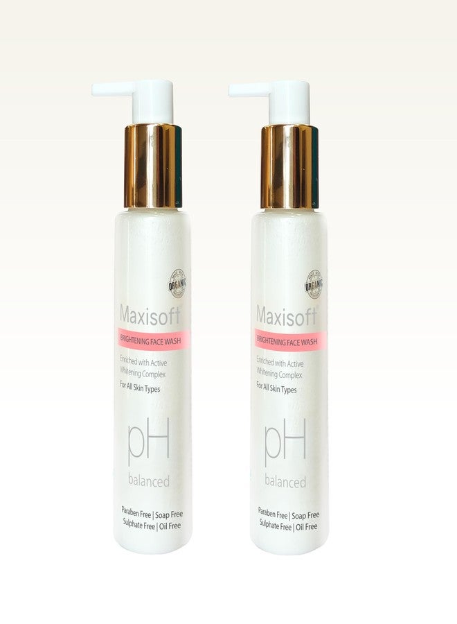 Maxisoft Brightening Face Wash | Glowing Skin,Deep Cleansing, Oil Control, Brightness & Tan Reduction|For Women & Men | Paraben-Free |pH Balanced | 100 ml (Pack of 2) - Image 1