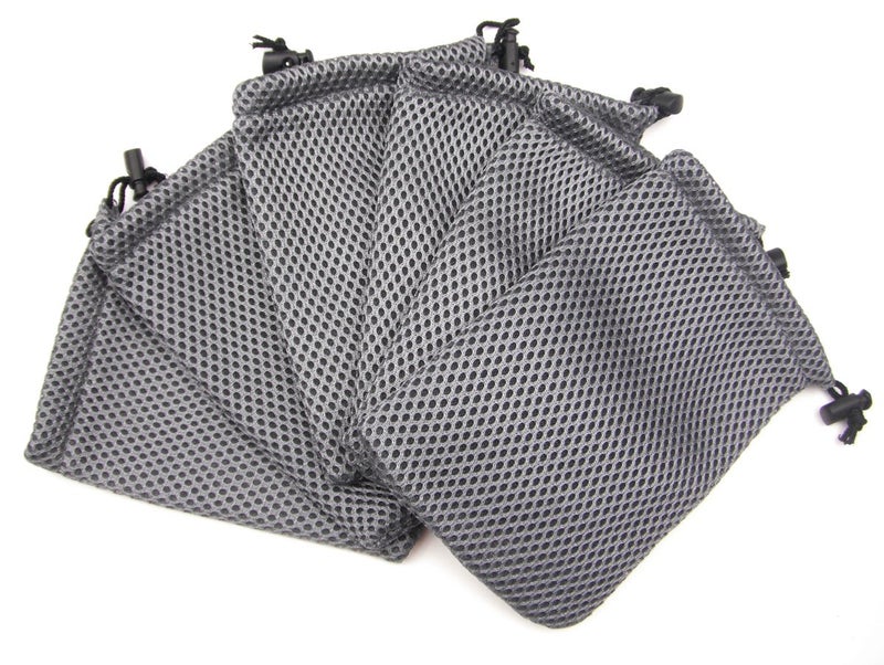 ALL in ONE 6pcs Grey Nylon Mesh Drawstring Bag Pouches for Mini Stuff Cellphone Mp3 10x15cm 4x6 Inch
