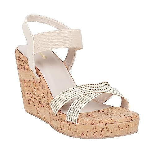 Mochi Women Beige Wedge High Heel Fashion Sandal UK/3 EU/36 (34-94) - Image 2