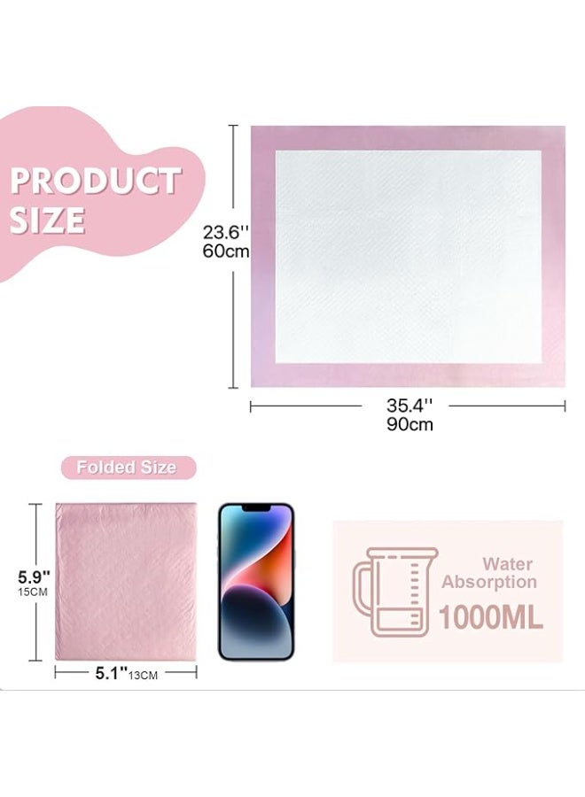 UREVO 25 Pieces Baby Disposable Changing Mats,Waterproof Baby Changing Pads, 60x90 cm, Highly Absorbent Leakproof Changing Pad Baby, Ultra soft Diaper Changing Mat Underpads for Baby Pink XL - Image 3