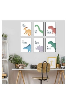 Y&D 6 Pack Jungle Nursery Wall Decor Art Pictures, Safari Dinosaur Prints Cartoon Animal Murals Poster for Baby Kids Bedroom Living Room Bathroom-30x21cm Unframed  - Image 2