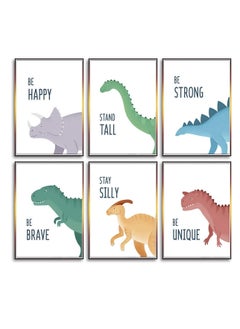 Y&D 6 Pack Jungle Nursery Wall Decor Art Pictures, Safari Dinosaur Prints Cartoon Animal Murals Poster for Baby Kids Bedroom Living Room Bathroom-30x21cm Unframed  - Image 4