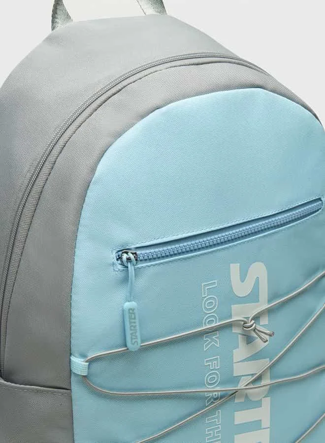 STARTER Starter Logo Print Backpack with Adjustable Straps and Zip Closure