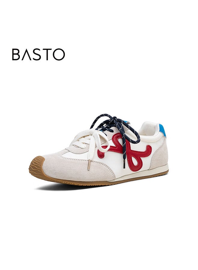 Basto 25 Autumn Training Shoes Trendy Street Retro Women's Casual Shoes Cn611cm5 Beige/blue/red Size 38 - Image 1