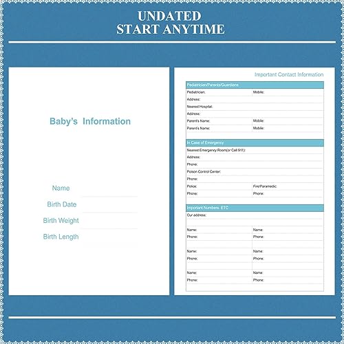Tiankool Baby's Daily Care Planner - A5 Newborn Baby Log Book for Tracking Daily Routine, 152 Easy-to-Use Pages to Monitor Nursing, Sleep, Feeding, Diapers, Pumping, and More - Marine Blue - Image 4