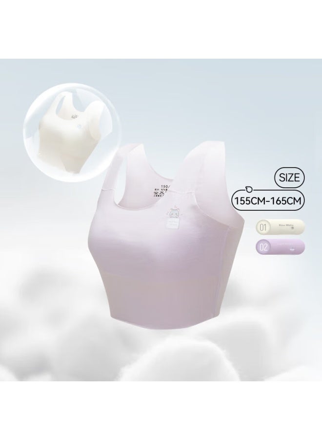 Red Bean Hongdou Girls' Bra, Modal Seamless Vest, Thin Sports Bra, Elementary And Middle School Camisole, X8024, Light Purple, Size 150 - Image 2