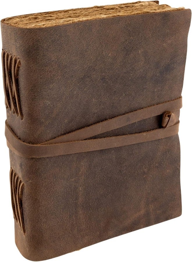 ALCRAFT Leather Journal Vintage Leather Bound Journal Handmade Antique Deckle Edge Paper Leather Sketchbook Book of Shadows Journal - Thick Journal - Vintage Journal for Men and Women- 9 x 6 Inches - Image 5