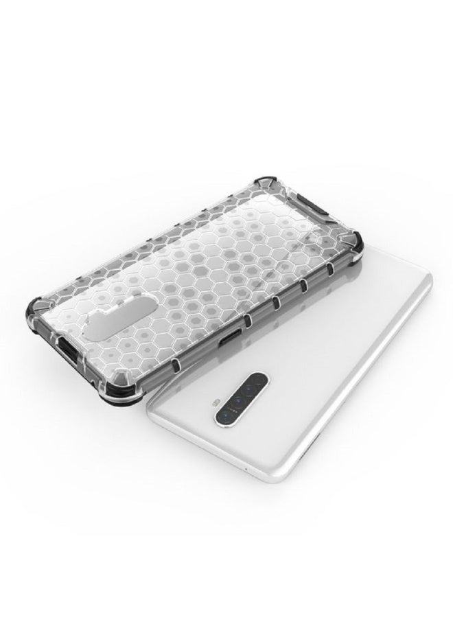 Case For Realme X2 Pro  , -   Brushed Dual Protective Shockproof Case - With Ultra Protection For Camera - Black Edges Transparent Beehive Back - Image 1