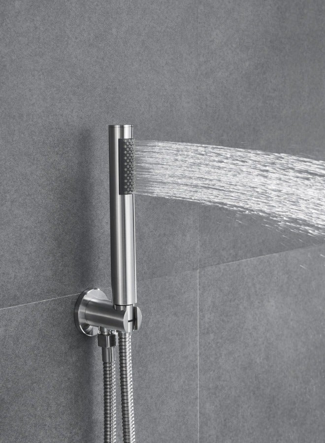 Brushed Nickel Wall Mounted Concealed Bathroom Shower Mixer Taps Set 3 Functions  - Image 3