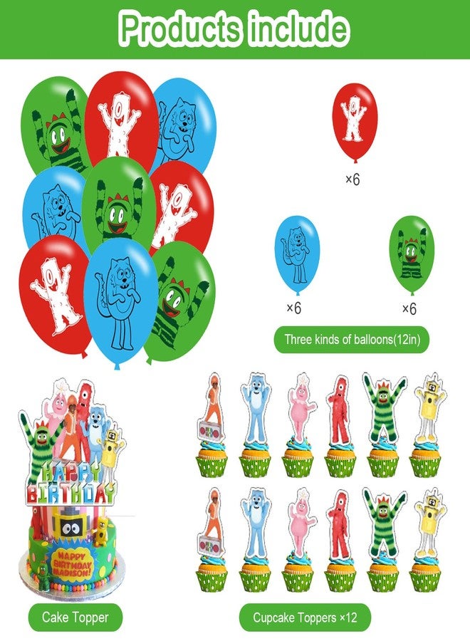 PINUO Yo Gabba Birthday Decorations,Yo Gabba Themed Party Decorations,Yo Gabba Party Favors Supplies Gifts Room Decor,Banner Balloons Cake Cupcake Toppers - Image 3