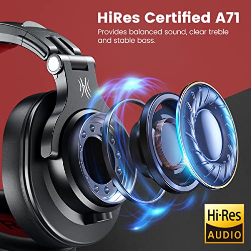 OneOdio A71 Hi-Res Studio Recording Headphones - Wired Over Ear Headphones with SharePort, Monitoring Mixing Foldable Headset with Stereo Sound, 3.5/6.35MM Jack for PC Computer DJ Guitar-Red - Image 5