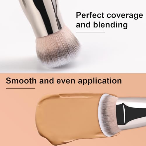 TEOYALL Flat Top Contour Brsuh, Soft Dense Synthetic Bristles Sculpt Contour Blending Buffing Brush For Liquid Cream Contour Bronzer - Image 4