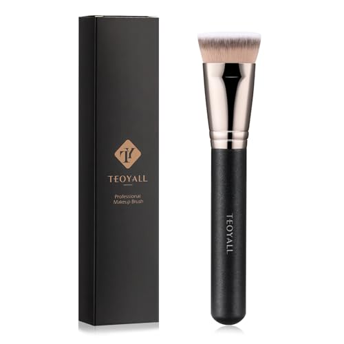 TEOYALL Flat Top Contour Brsuh, Soft Dense Synthetic Bristles Sculpt Contour Blending Buffing Brush For Liquid Cream Contour Bronzer - Image 1
