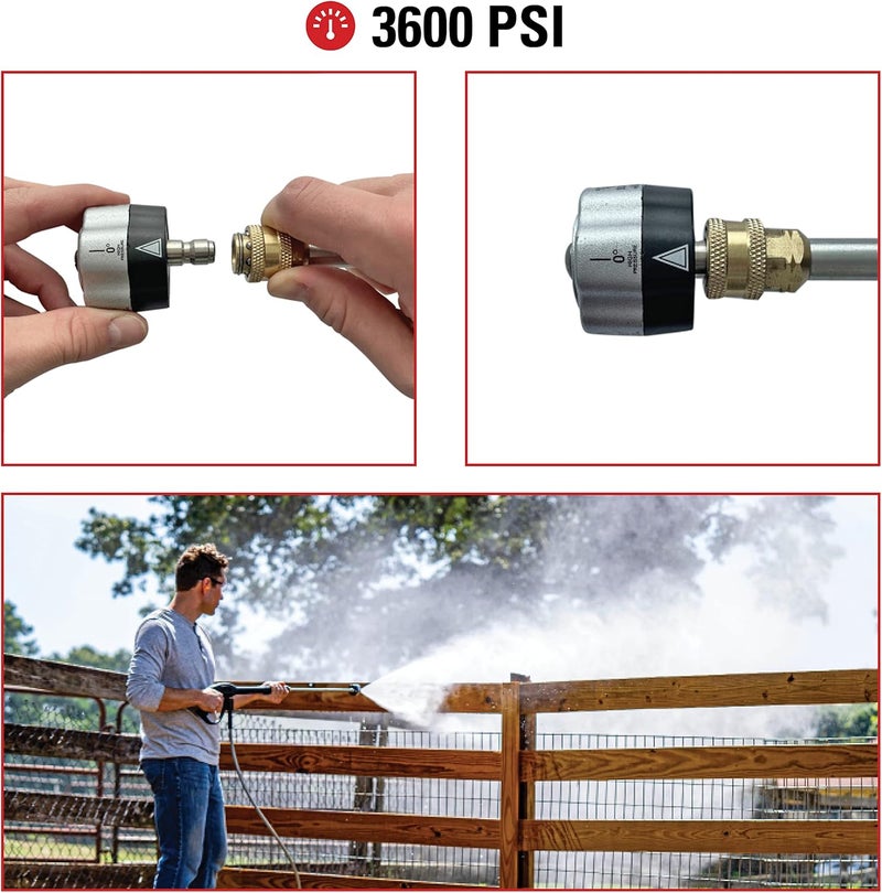 Simpson Universal 5-in-1 Pressure Washer Nozzle, 3600 PSI Quick Connect Gas & Electric Power Washer Nozzle, 5 Spray Patterns with Soap Setting, Cold-Water, Fits Most Spray Wands (80142) - Image 3
