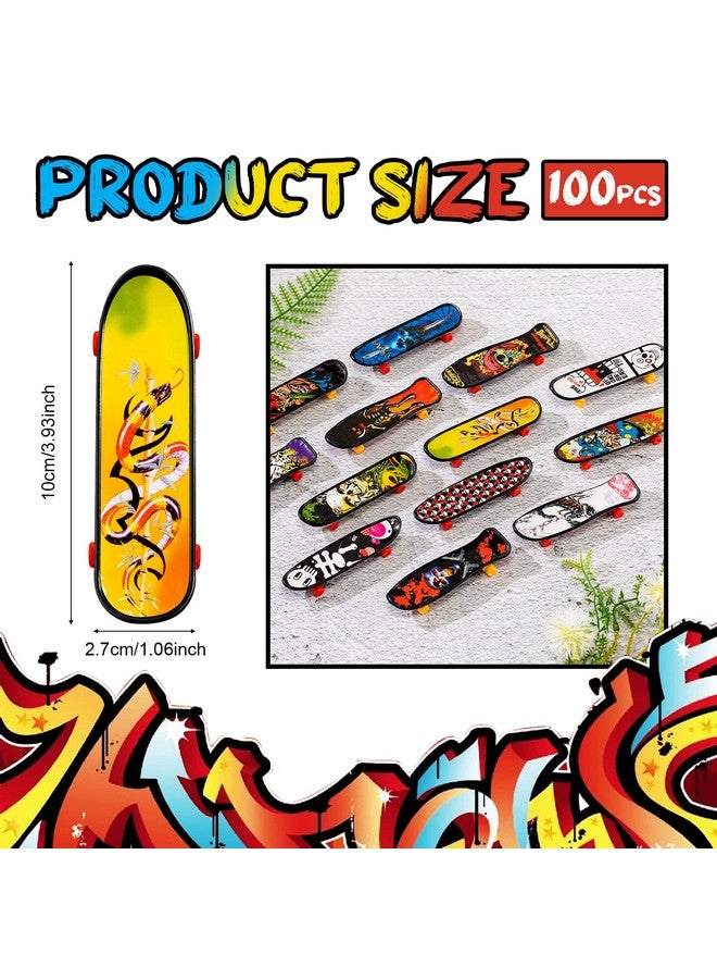 Hortsun 100 Pieces Fingerboard Mini Skateboard Toy, Finger Boards Set with Double Sided Pattern Creative Novelty Toys Birthday Party Favors Gift for Teens and Adults, Random Pattern - Image 2
