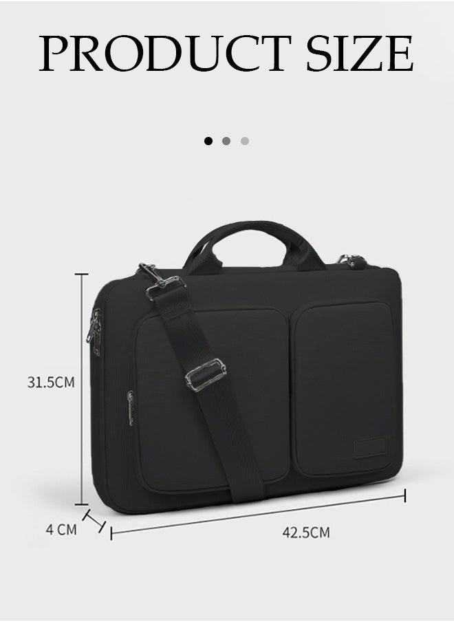 DUNISO Laptop bag, thickening velvet inner protective shoulder bag, Oxford cloth waterproof storage bag, can be hung on one shoulder, with handle, scratch resistant, anti collision and wear resistant,suitable for 15.6 inch laptops，black  - Image 3