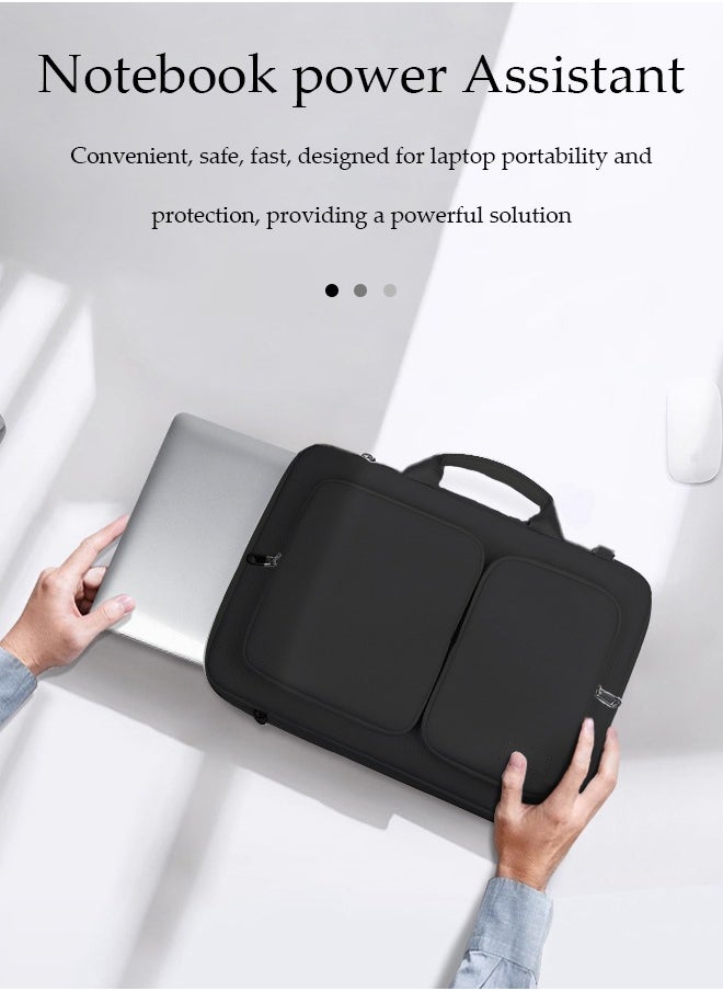 DUNISO Laptop bag, thickening velvet inner protective shoulder bag, Oxford cloth waterproof storage bag, can be hung on one shoulder, with handle, scratch resistant, anti collision and wear resistant,suitable for 15.6 inch laptops，black  - Image 5