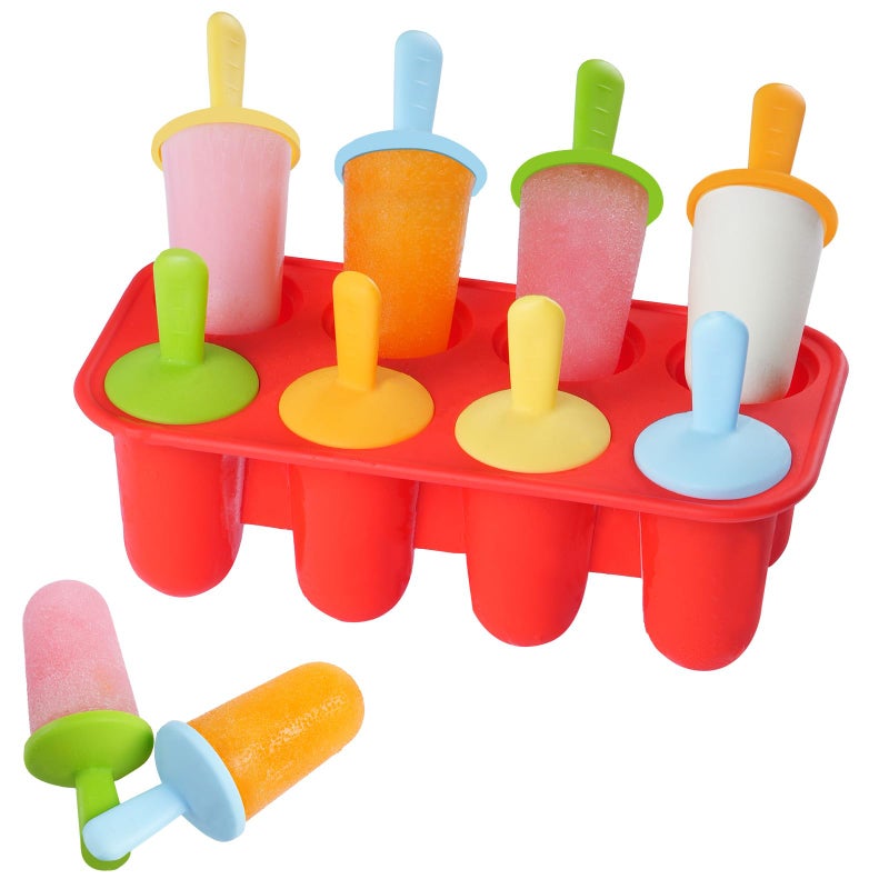 Miaowoof Toddler Popsicle Mold, 8-Cavity Silicone Popsicle Molds for Kids, BPA-Free Baby Ice Pop Molds with 8 Reusable Popsicle Sticks for Homemade DIY Ice Cream - Image 1
