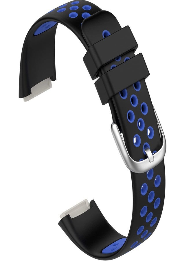 Ninki Compatible Soft Fitbit Luxe Bands for Women & Men (Black+Blue), Light Silicone Breathable Adjustable Fancy Strap - Image 2