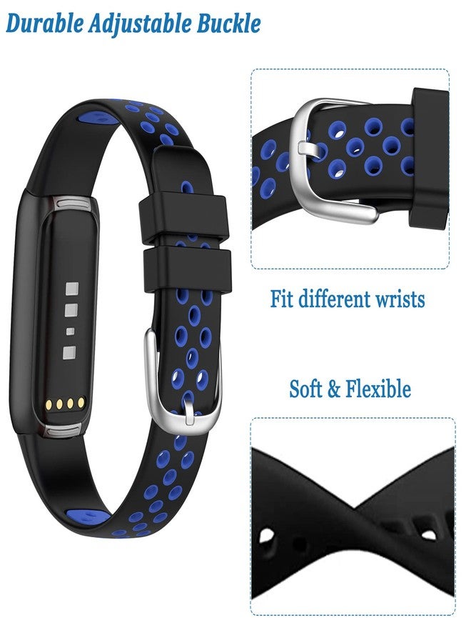 Ninki Compatible Soft Fitbit Luxe Bands for Women & Men (Black+Blue), Light Silicone Breathable Adjustable Fancy Strap - Image 4