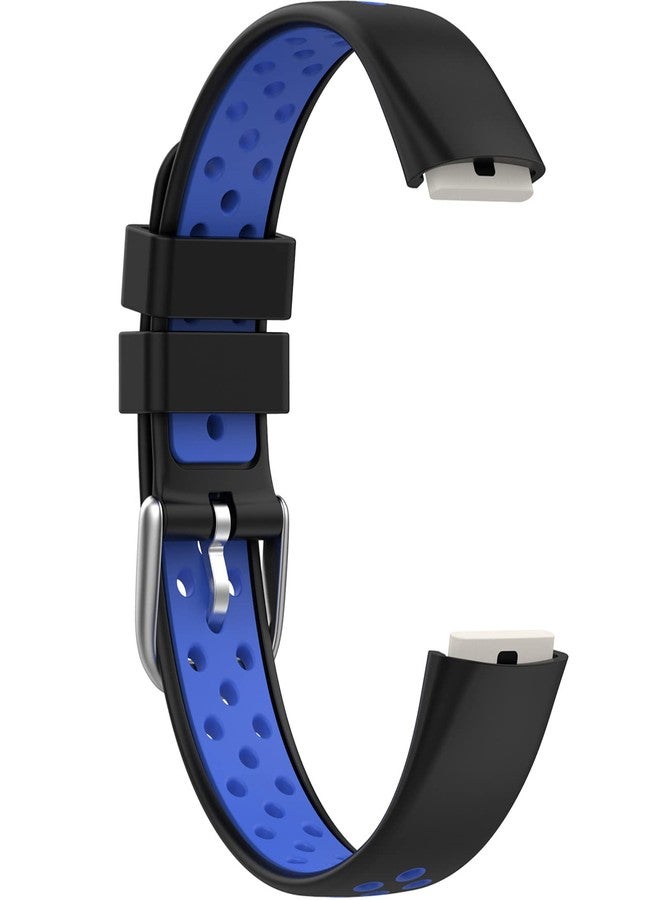 Ninki Compatible Soft Fitbit Luxe Bands for Women & Men (Black+Blue), Light Silicone Breathable Adjustable Fancy Strap - Image 3