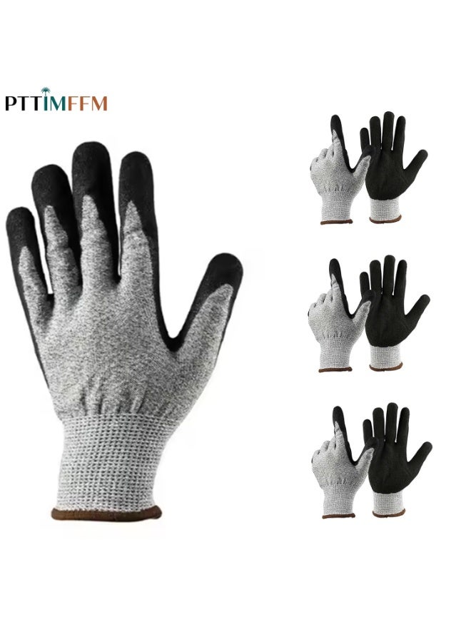 PTTIMFFM 3 Pairs of Cut-Resistant Work Gloves, Ambidextrous Safety Gloves for Gardening, Fishing, Construction, Woodworking, Warehouse, Welding, Repair, Food Handling, Heavy-Duty Tasks - Image 1