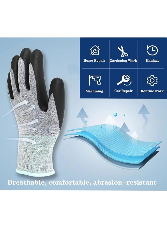 PTTIMFFM 3 Pairs of Cut-Resistant Work Gloves, Ambidextrous Safety Gloves for Gardening, Fishing, Construction, Woodworking, Warehouse, Welding, Repair, Food Handling, Heavy-Duty Tasks - Image 2