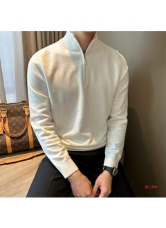 Generic Zippered Knitted Sweater Mens Casual Long Sleeve Half High Collar Fashionable Autumn Winter Versatile Loose Fit Rabbit Fur Blend Top Black  - Image 4