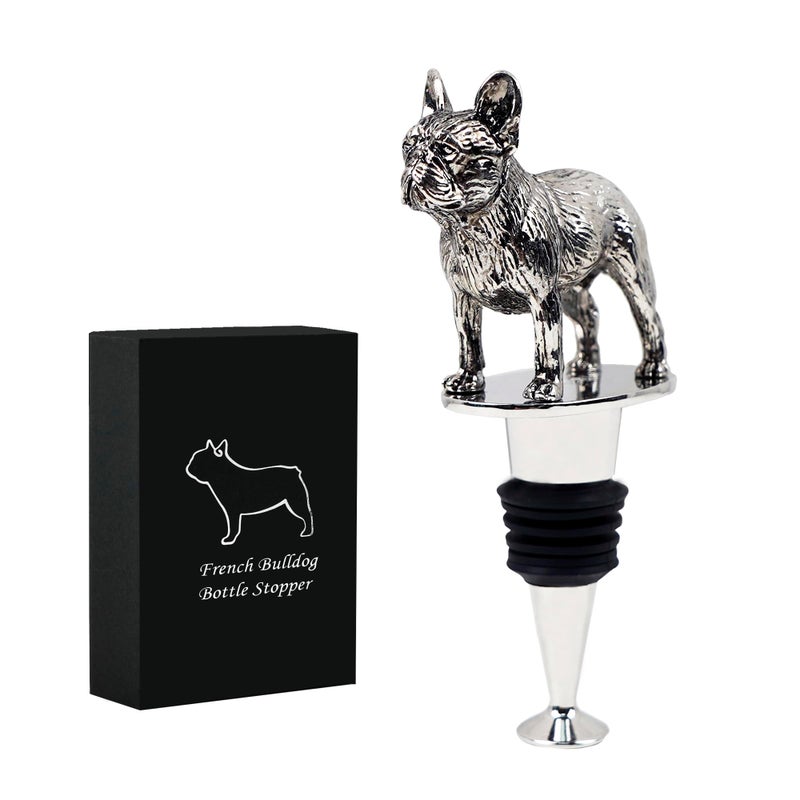 French Bulldog Frenchie Dog Wine Bottle Stopper Dog Lovers Gifts for Men Women for Wine Champagne Prosecco