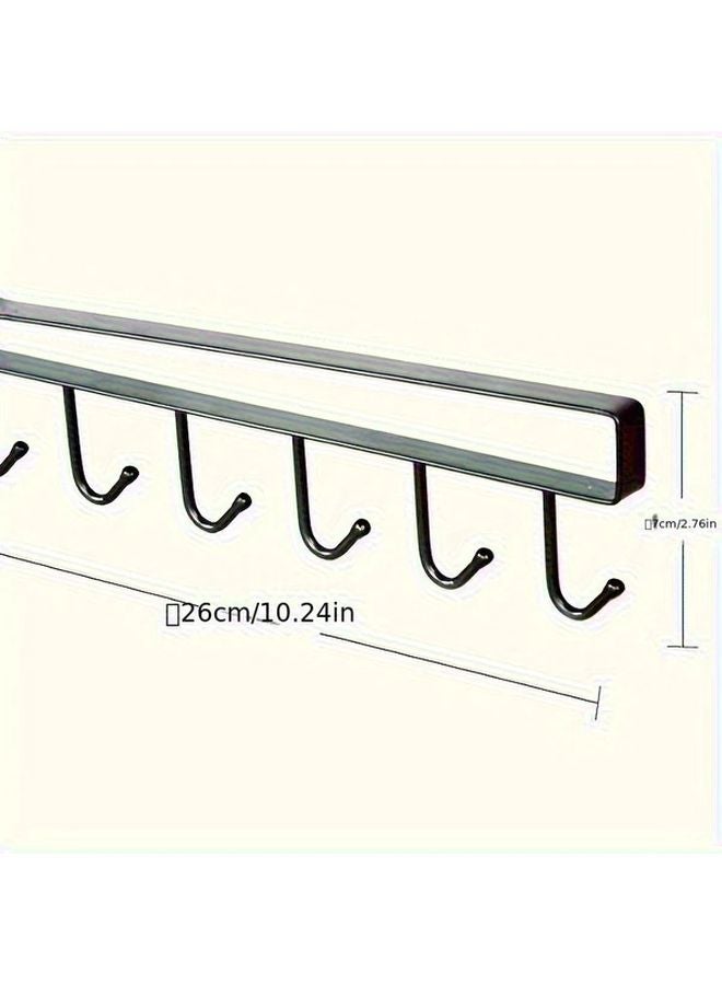 White Kitchen Shelf Organizer With 6 Hooks Cup Holder Space Saving Storage Rack - Image 4