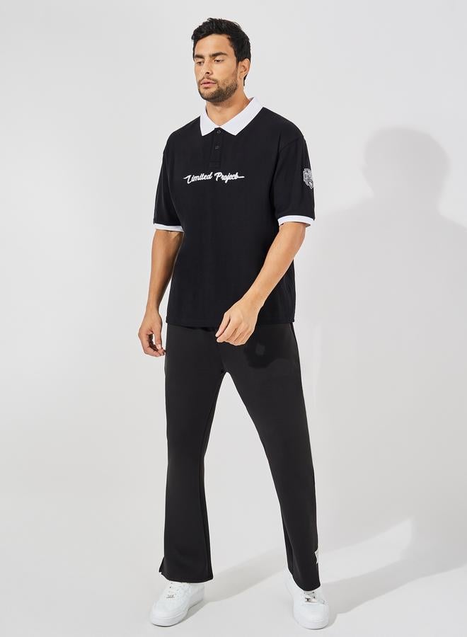 Styli Styli Premium Bootcut Scuba Joggers with Badge Detail  - Image 2