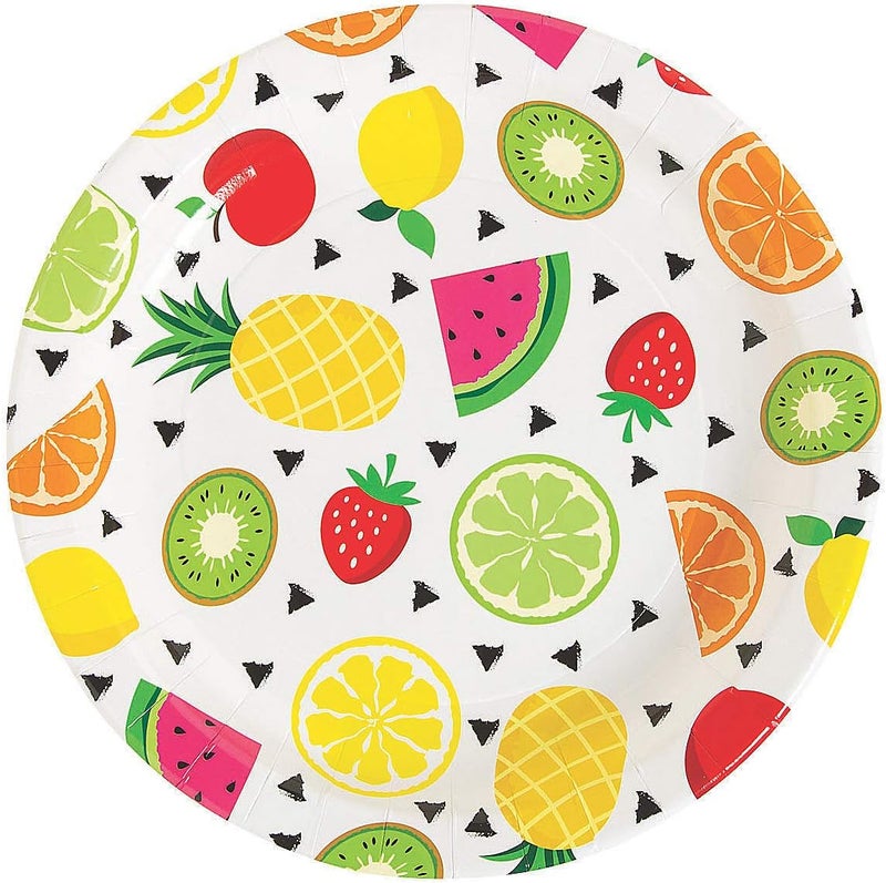 Fun Express Tutti Frutti Tropical Party Paper Dinner Plates  Summer Fruit Party Decorations  Tutti Frutti Party Supplies Tableware Party Picnic New Year Events Favor Birthday Decorations  8 Pieces