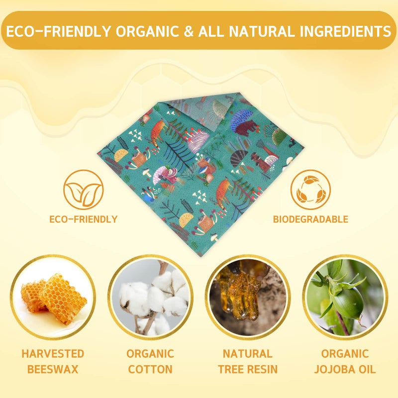 BYTTME Reusable Beeswax Wrap - 9 Pack Beeswax Wraps for Food, Eco-Friendly Beeswax Food Wraps, Bread Sandwich Wrapper - Organic, Sustainable, Zero Waste, Reusable Plastic-Free Food Wrap, 1XL, 3M, 5S - Image 2