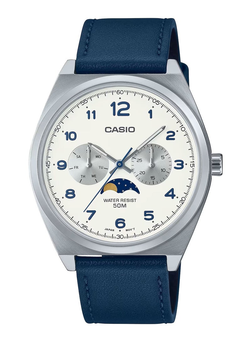 CASIO ساعة كاسيو للرجال MTP-M300L-7AVDF بمينا ابيض وبسوار جلدي - Image 1