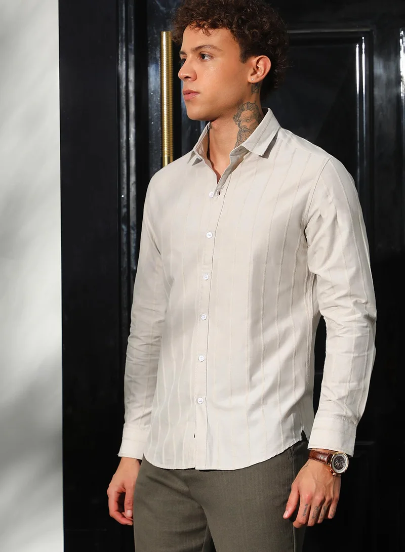 Campus Sutra Pastel Striped Shirt
