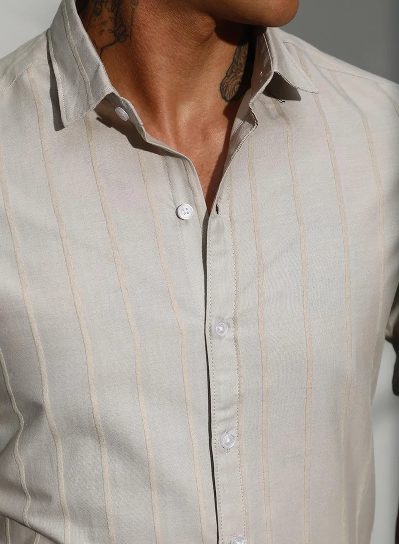 Campus Sutra Pastel Striped Shirt