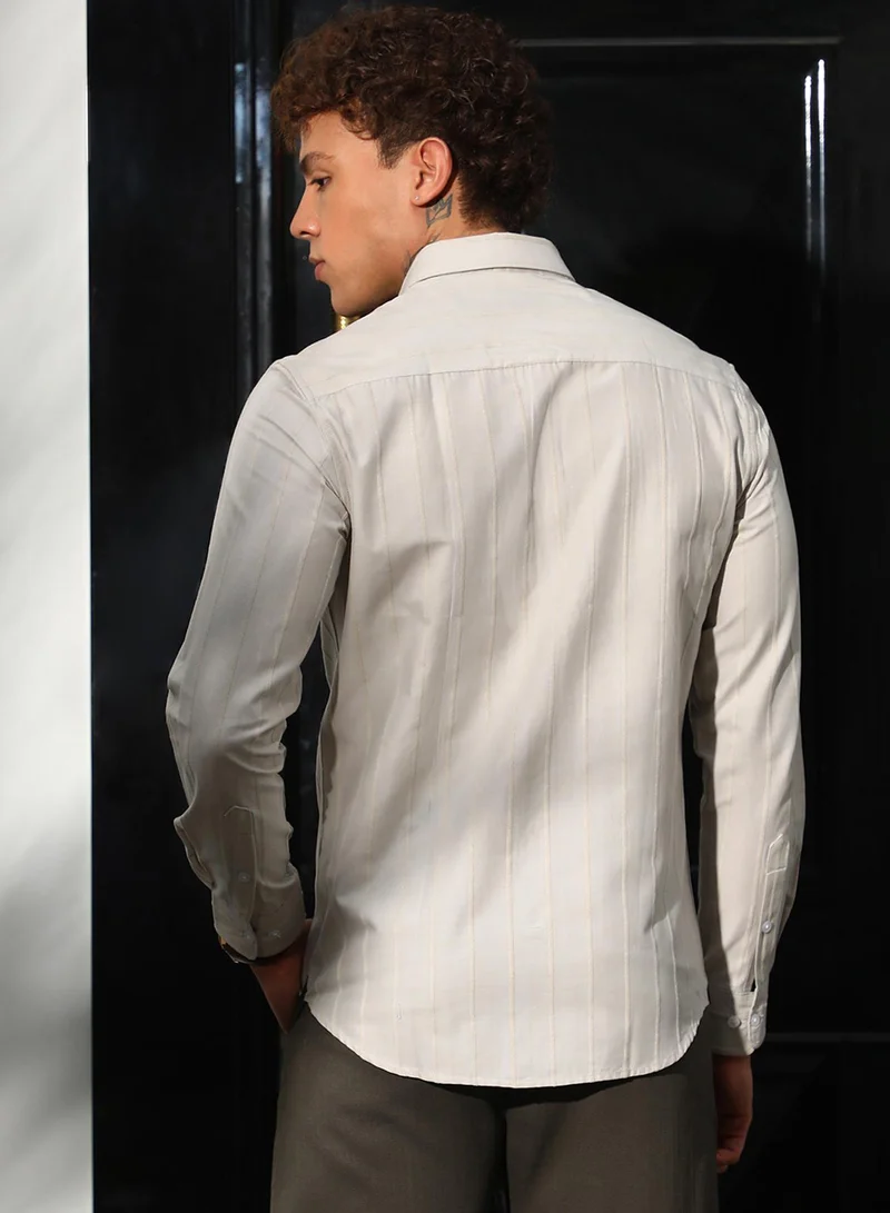 Campus Sutra Pastel Striped Shirt