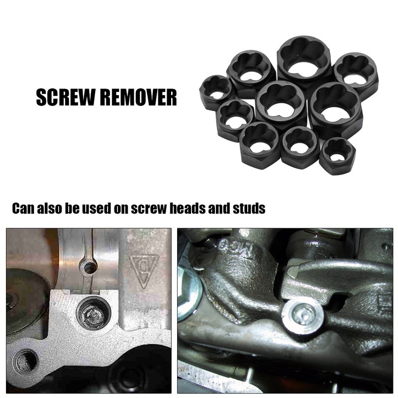 10pcs Damaged Bolt Nut Screw Remover Tool Kit Damaged Bolt Removal Set Damaged Bolt Nut Screw Removal Socket - Image 5