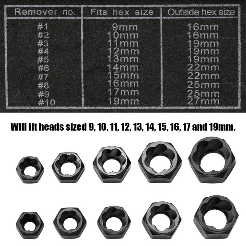 10pcs Damaged Bolt Nut Screw Remover Tool Kit Damaged Bolt Removal Set Damaged Bolt Nut Screw Removal Socket - Image 4