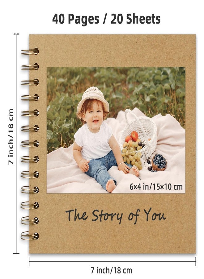 Yopih 7 x 7 Inch Hardcover Kraft Blank Page DIY Scrapbook Photo Album, 40 Pages (20 Sheets) - Perfect for Wedding Anniversaries, Family Memories, and Small Scrapbooking Projects - Image 2