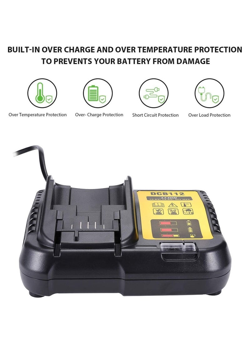 Generic - DCB112 12V 20V MAX Lithium Charger Replacement for Dewalt Charging Charger Station DCB206 DCB204 DCB203 DCB201 DCB200 Replace for Dewalt Charger DCB107 DCB105 DCB101 DCB115 DCB102 DCB104111(UK) - Image 1