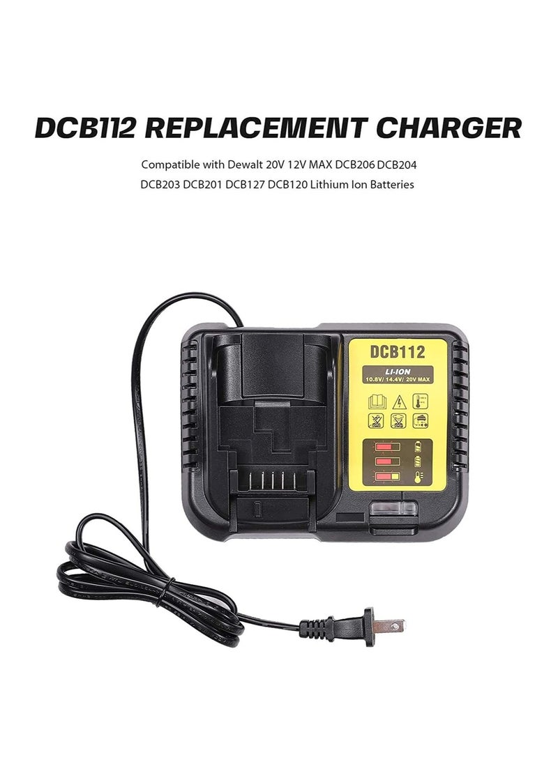 Generic - DCB112 12V 20V MAX Lithium Charger Replacement for Dewalt Charging Charger Station DCB206 DCB204 DCB203 DCB201 DCB200 Replace for Dewalt Charger DCB107 DCB105 DCB101 DCB115 DCB102 DCB104111(UK) - Image 1