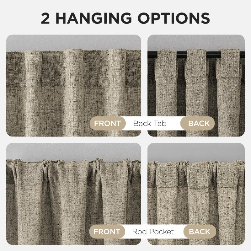 Joydeco Linen Curtains 84 Inch Length, Light Filtering Privacy Curtains for Living Room and Bedroom, Farmhouse Style, Back Tab and Rod Pocket, 52 x 84 Inches, 2 Panels - Image 4
