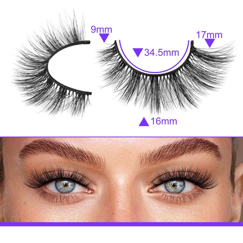 Newcally False Eyelashes Wispy Natural Cat Eye Lashes Faux Mink Lashes Fake Eyelashes Soft 3D Medium Length Light Volume 14 Pairs Pack - Image 4