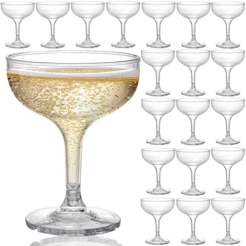 Peohud Peohud Set of 20 Coupe Cocktail Glasses 5 Oz Unbreakable Small Acrylic Martini Glasses Reusable Champagne Cups for Party Home Bar Wedding Picnic 