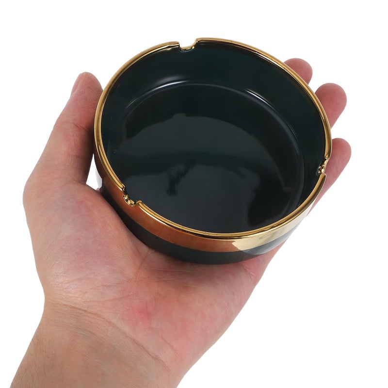 Retro Ceramic Ashtray Set 2pcs with Gold Edge for Home Office Outdoor - Image 5