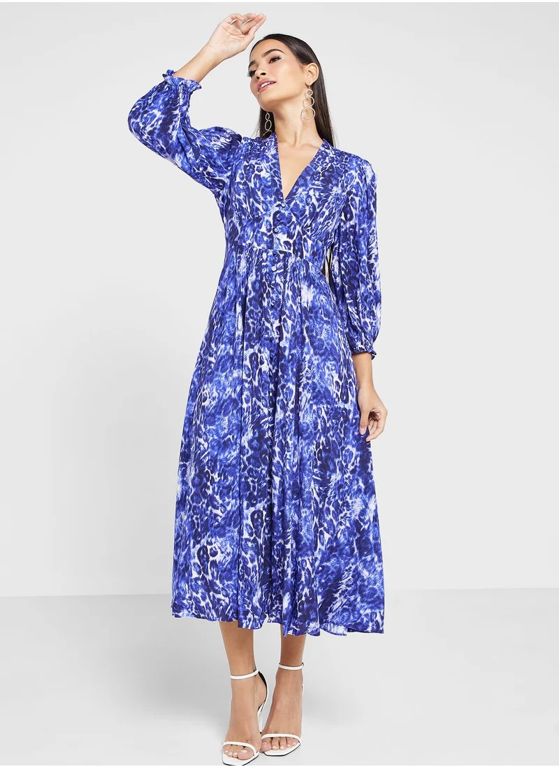 WHISTLES Surplice Neck Leopard Print Dress